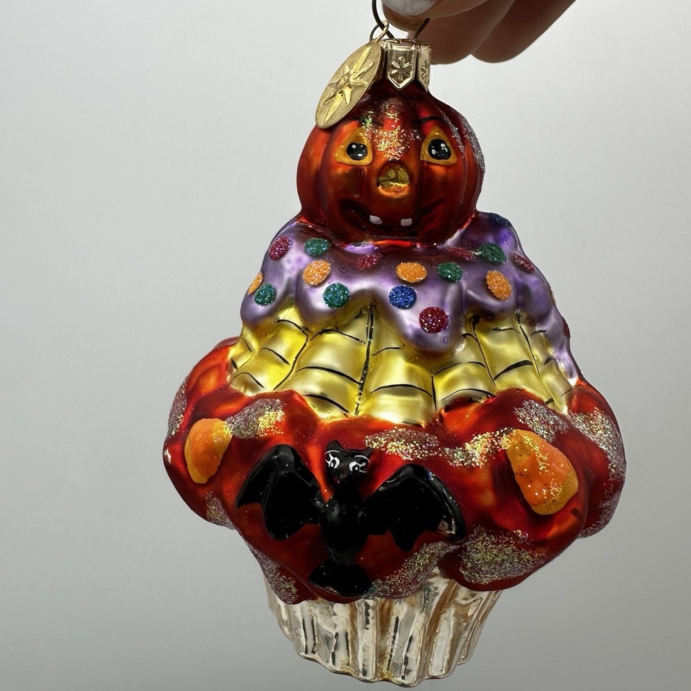 Christopher Radko Treats on Sweets Halloween Cupcake Glass Ornament With Box